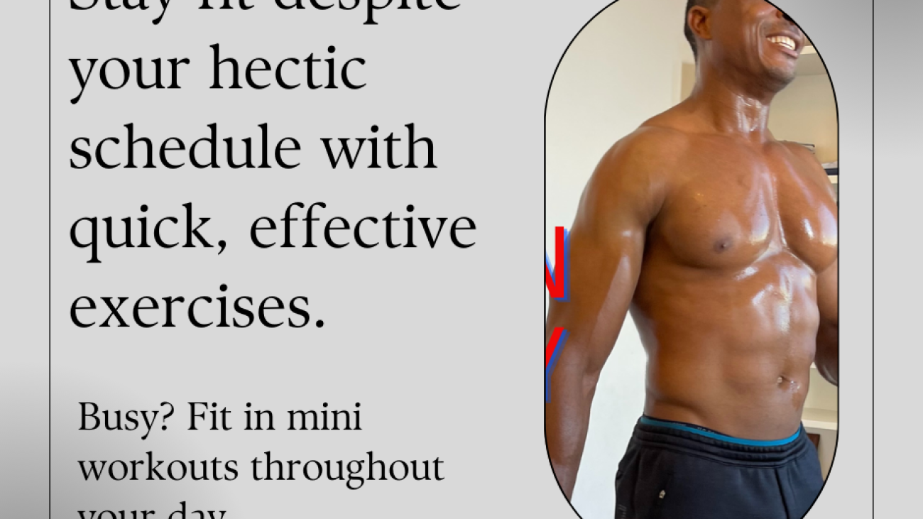 Busy individual performs a mini workout in a small living room space