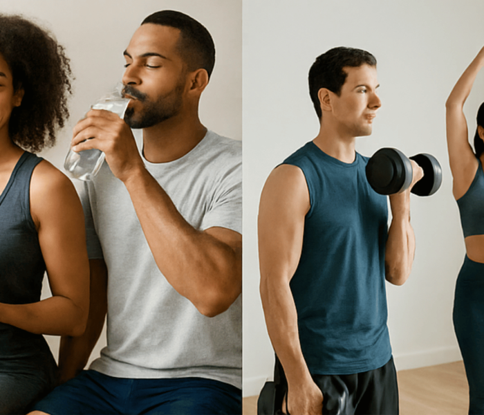 People practicing yoga and using wearable tech devices as part of their daily wellness and fitness routine in 2025.
